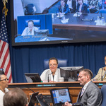  Caption: Senator Karen Carter Peterson listens to supporters of the Monuments protection bills. / Credits: Photo by Robin May