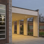  Caption: Holy Ghost Catholic Church Parish Life Center / Holy Ghost Catholic ChurchAbell Crozier Davis Architects Silver Winner / Credits: Ray Urdaz (interior photos, cross closeup, and existing school cross stone wall), all other photos, courtesy of James Peck / The Pixel House